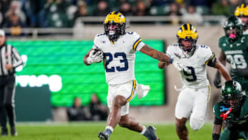 Michigan v Michigan State. Jordan Marshall Breaks a big touchdown run late in the fourth quarter in East Lansing