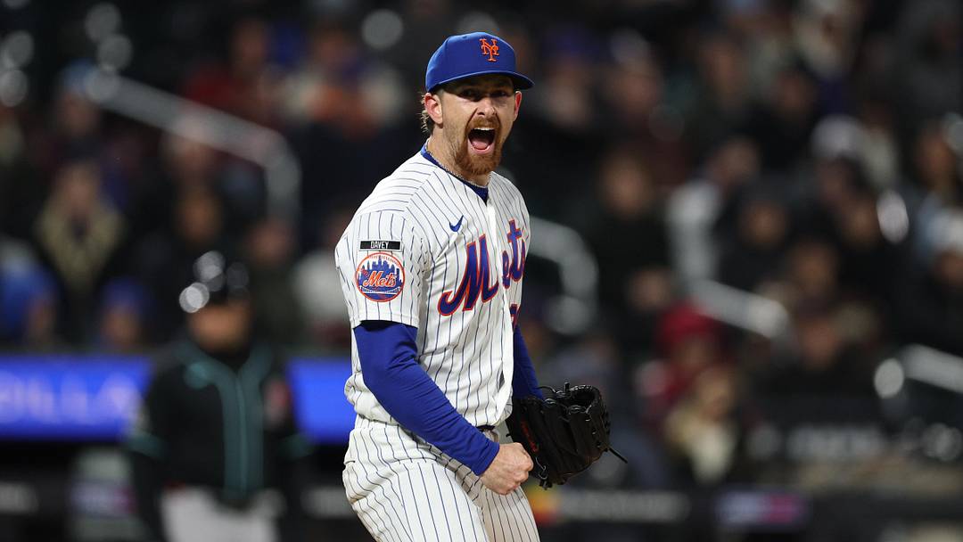 Apr 9, 2026; New York City, New York, USA; New York Mets pitcher Nolan McLean (26) celebrates after recording a strike out during the sixth inning against the Arizona Diamondbacks at Citi Field. Mandatory Credit: Vincent Carchietta-Imagn Images