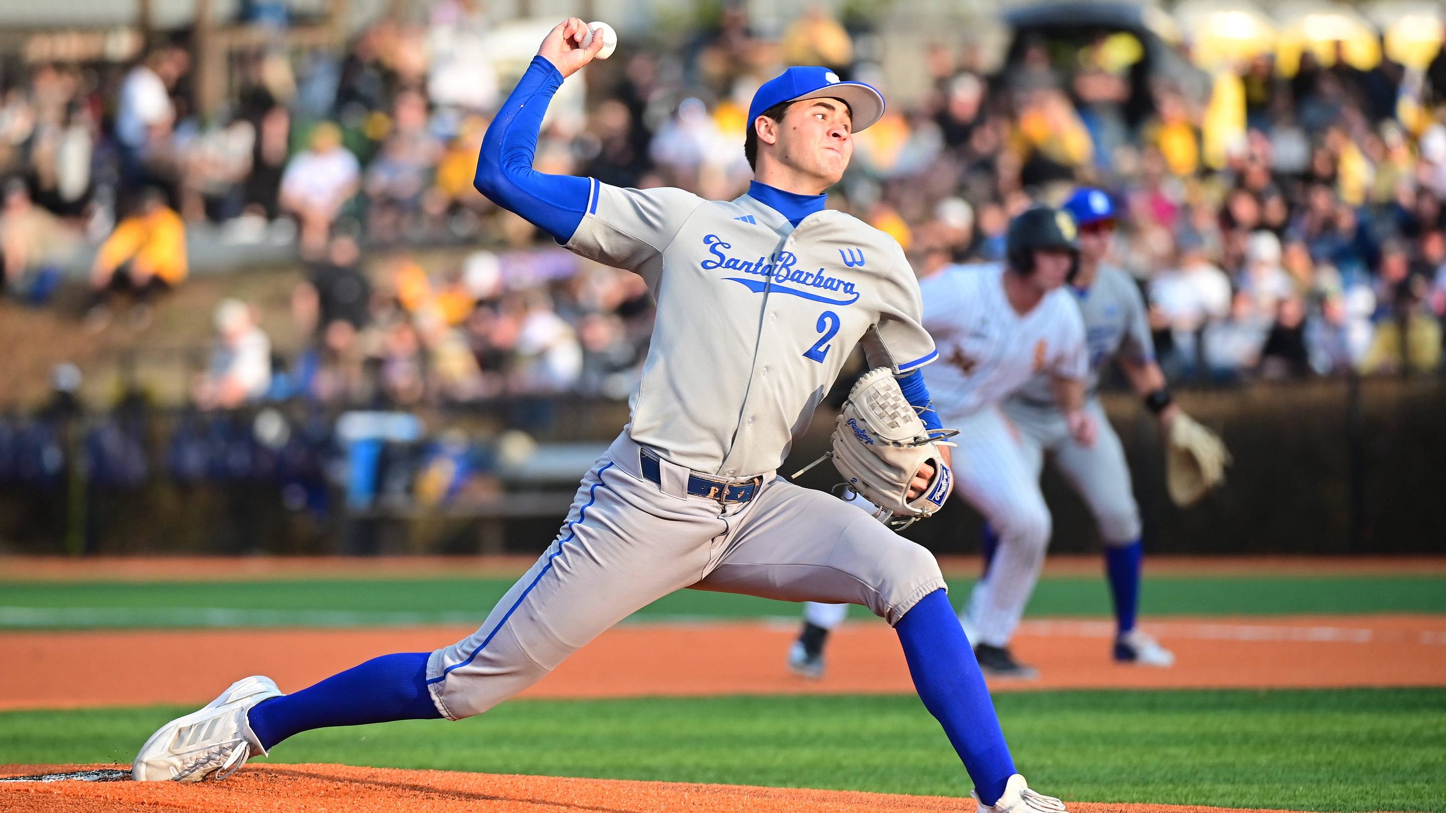 UC Santa Barbara Gauchos right-handed pitcher Jackson Flora (2) pitches during the game against the Southern Miss Golden Eagles at Pete Taylor Park in Hattiesburg, Miss., on Friday, Feb. 13, 2026.