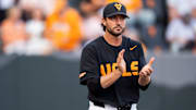 Tennessee head coach Tony Vitello during a college baseball game between Tennessee and Vanderbilt at Lindsey Nelson Stadium in Knoxville, Tenn., on May 9, 2025.