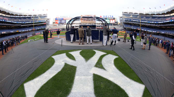 Oct 16, 2017; Bronx, NY, USA; An view of the a field logo before game three of the 2017 ALCS playoff baseball series between the New York Yankees and the Houston Astros at Yankee Stadium. Mandatory Credit: Brad Penner-USA TODAY Sports