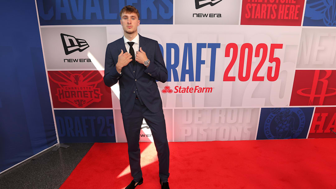 Jun 25, 2025; Brooklyn, NY, USA; Cooper Flagg arrives before the first round of the 2025 NBA Draft at Barclays Center.