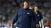Sep 28, 2024; University Park, Pennsylvania, USA; Illinois Fighting Illini head coach Bret Bielema on the sideline during a timeout in the second quarter against the Penn State Nittany Lions at Beaver Stadium. Mandatory Credit: Matthew O'Haren-Imagn Images