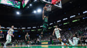 May 15, 2024; Boston, Massachusetts, USA; Boston Celtics center Al Horford (42) drives to the basket vs. the Cleveland Cavaliers.