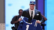 Apr 25, 2013; New York, NY, USA; Defensive end Bjoern Werner (Florida State) is introduced as the twenty fourth overall pick of the 2013 NFL Draft by the Indianapolis Colts at Radio City Music Hall. 