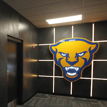 Aug 31, 2019; Pittsburgh, PA, USA; The entrance to the Pittsburgh Panthers locker room is seen before a game against the Virginia Cavaliers at Heinz Field. Mandatory Credit: Charles LeClaire-Imagn Images