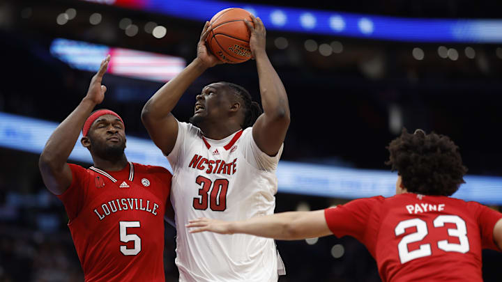 Mar 12, 2024; Washington, D.C., USA; North Carolina State Wolfpack forward DJ Burns Jr. (30) shoots