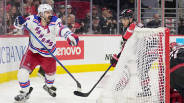 Chris Kreider after scoring the first of his three third period goals in Game 6 vs. the Hurricanes