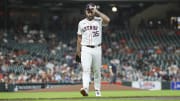 May 1, 2024; Houston, Texas, USA;  Houston Astros starting pitcher Justin Verlander (35) walks off the mound.