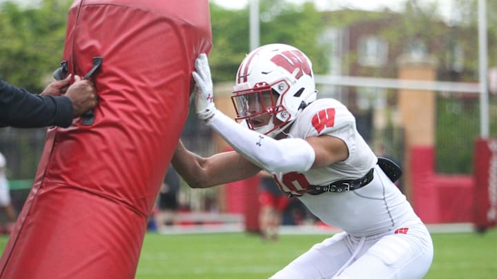 Wisconsin defensive back Nyzier Fourqurean at practice