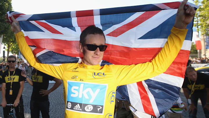 Bradley Wiggins celebra durante el Tour de Francia 2012.