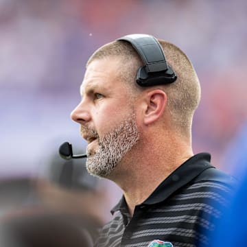 Florida Gators head coach Billy Napier looks on as his team was bullied by the Texas A&M Aggies