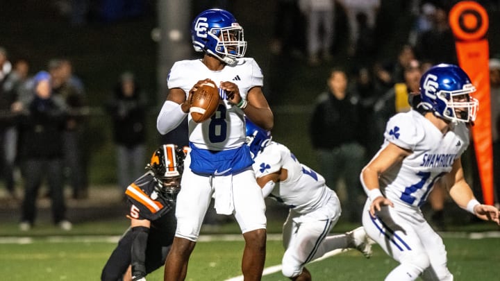 Detroit Catholic Central's Beau Jackson passes during a Division 1 football district championship on Friday, Nov. 3, 2023, at Northville. Jackson has transferred to West Bloomfield for his senior season