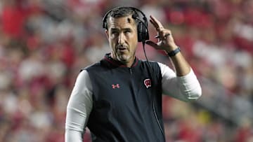 Aug 28, 2025; Madison, Wisconsin, USA;  Wisconsin Badgers head coach Luke Fickell looks on during the second quarter against the Miami (OH) RedHawks at Camp Randall Stadium. Mandatory Credit: Jeff Hanisch-Imagn Images