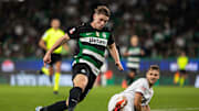 (R-L) Viktor Gyokeres of Sporting CP with Francisco Reis...