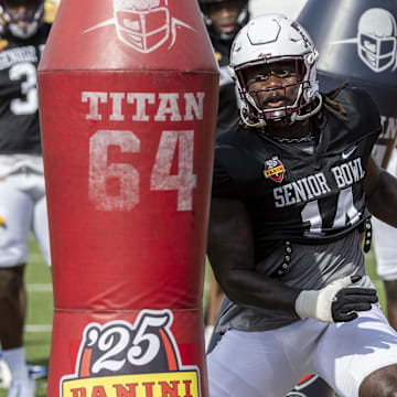 Texas A&M defensive lineman Shemar Stewart at the Senior Bowl.