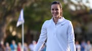 Nov 13, 2024; Belleair, Florida, USA; Indiana Fever guard Caitlin Clark (22) participates in The Annika golf tournament Pro Am at Pelican Golf Club. Mandatory Credit: Nathan Ray Seebeck-Imagn Images
