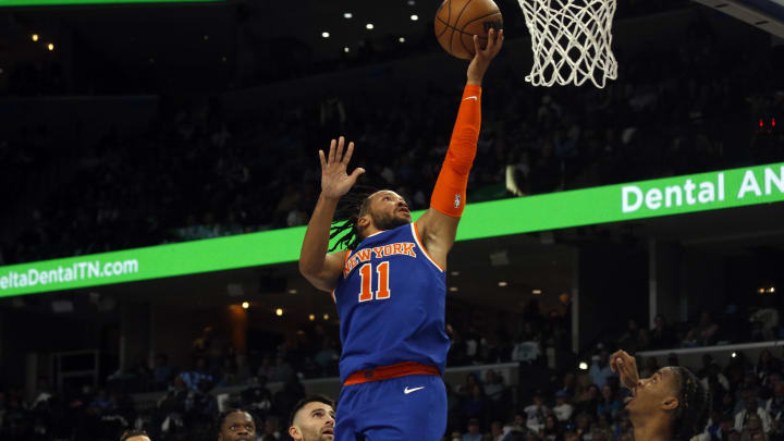 Oct 19, 2022; Memphis, Tennessee, USA; New York Knicks guard Jalen Brunson (11) shoots during the first half against the Memphis Grizzlies at FedExForum. Mandatory Credit: Petre Thomas-USA TODAY Sports