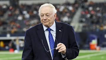 Jan 5, 2025; Arlington, Texas, USA;  Dallas Cowboys owner Jerry Jones before the game against the Washington Commanders at AT&T Stadium. Mandatory Credit: Kevin Jairaj-Imagn Images