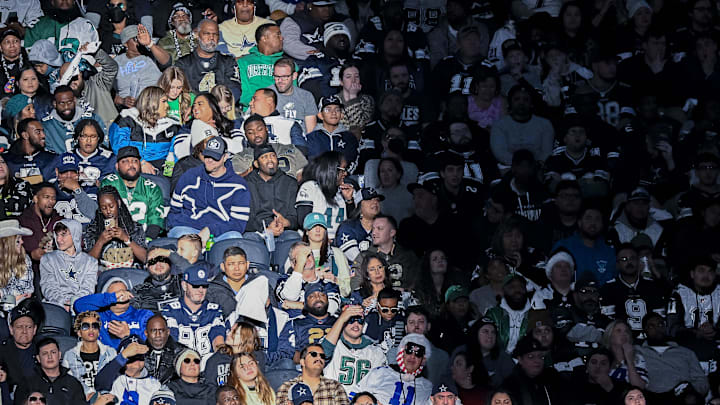 A view of fans sitting in the sun and the shade during the game between the Dallas Cowboys and the Philadelphia Eagles. A view of fans sitting in the sun and the shade during the game between the Dallas Cowboys and the Philadelphia Eagles.