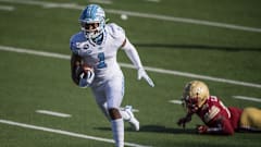 Former North Carolina receiver Khafre Brown makes move upfield against Boston College. 