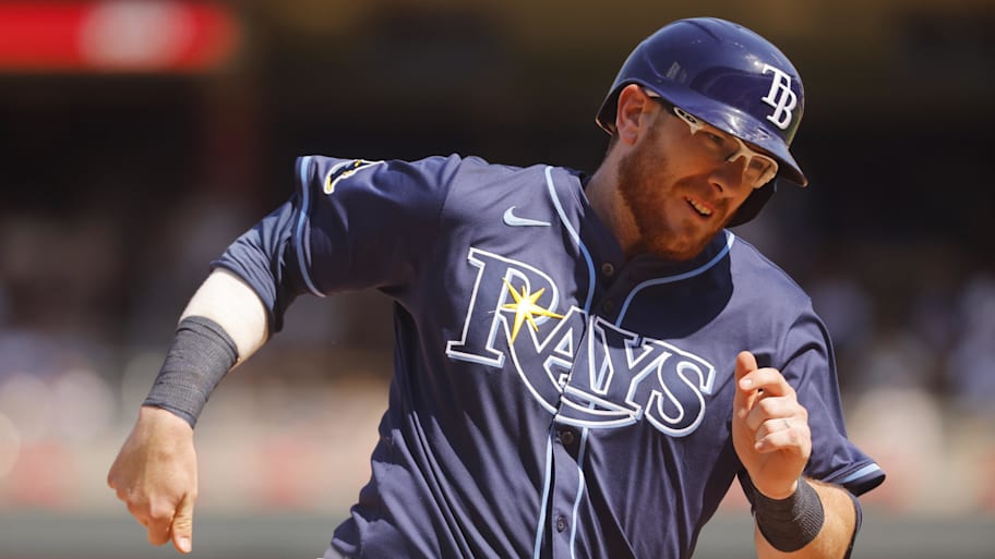Danny Jansen scores on a double against the Twins. | Bruce Kluckhohn-Imagn Images