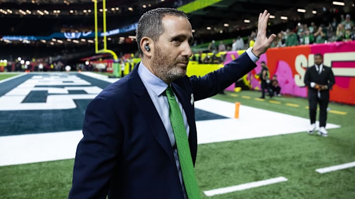 Feb 9, 2025; New Orleans, LA, USA; Philadelphia Eagles general manager Howie Roseman against the Kansas City Chiefs during Super Bowl LIX at Ceasars Superdome. Mandatory Credit: Mark J. Rebilas-Imagn Images