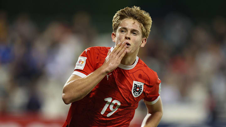 Johannes Moser bejubelt seinen Treffer im U17-WM-Halbfinale gegen Italien