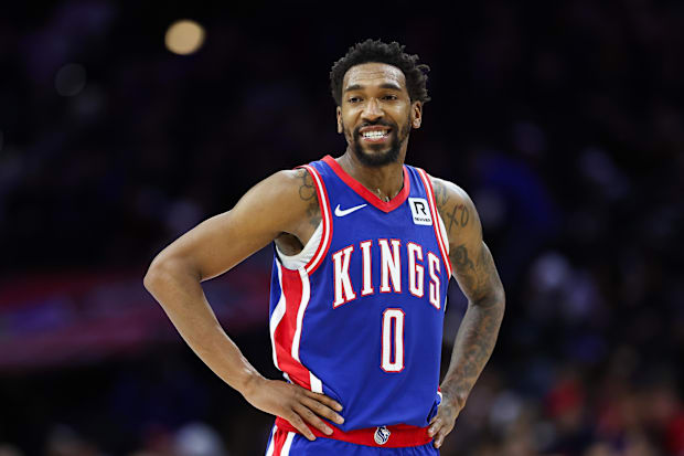 Sacramento Kings guard Malik Monk (0) looks on during the fourth quarter against the Philadelphia 76ers