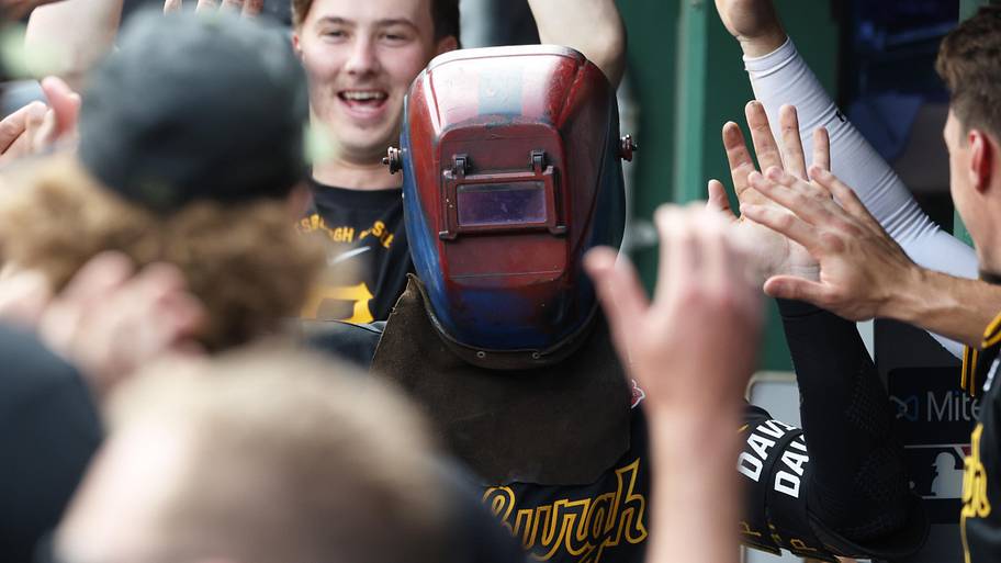 Pittsburgh Pirates, welder's helmet, home run celebration 