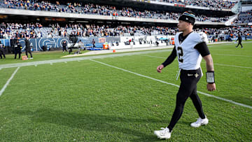 New Orleans Saints quarterback Spencer Rattler (2) walks on the field before a game against the Chicago Bears on Oct. 19, 2025.