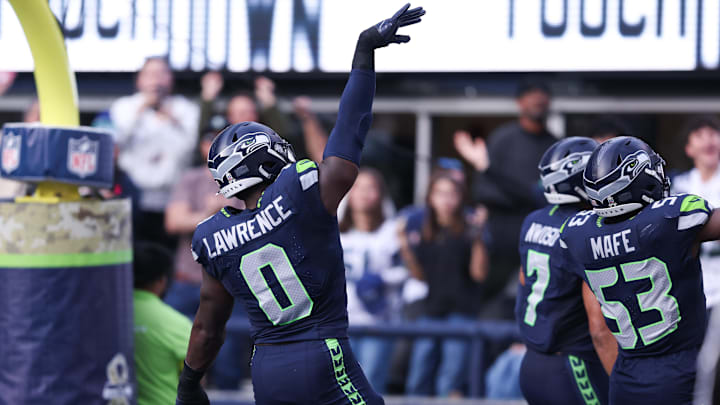 Seattle Seahawks defensive end DeMarcus Lawrence. Seattle Seahawks defensive end DeMarcus Lawrence.