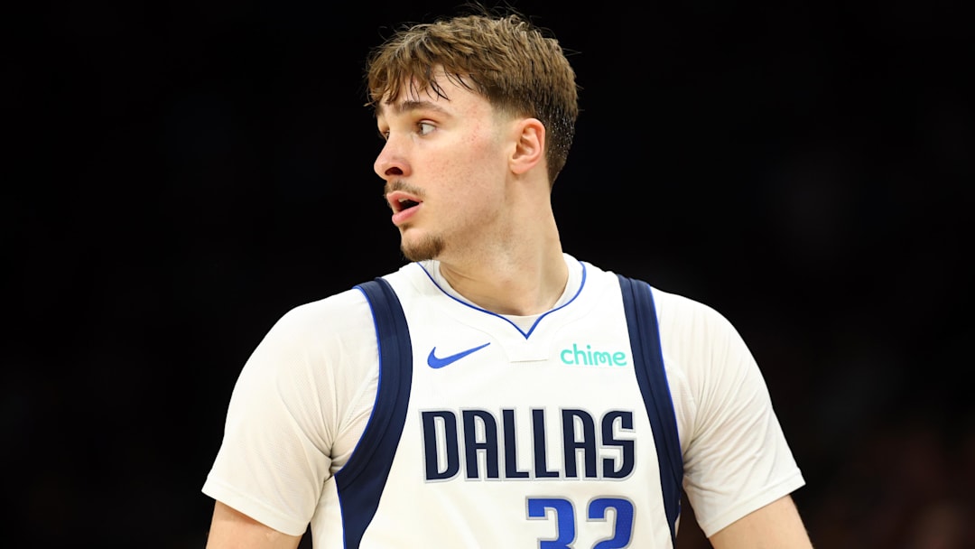 Apr 8, 2026; Phoenix, Arizona, USA; Dallas Mavericks forward Cooper Flagg (32) against the Phoenix Suns at Mortgage Matchup Center. Mandatory Credit: Mark J. Rebilas-Imagn Images