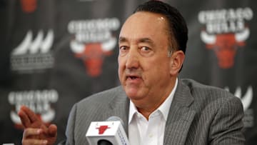 Jun 2, 2015; Chicago, IL, USA; Chicago Bulls General Manager Gar Forman speaks during a press conference at Advocate Center. Mandatory Credit: Kamil Krzaczynski-Imagn Images
