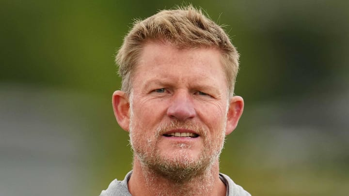 May 23, 2023, Thousand Oaks, CA, USA; Los Angeles Rams general manager Les Snead during organized team activities at Cal Lutheran. Mandatory Credit: Kirby Lee-Imagn Images
