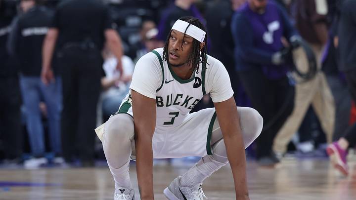 Mar 19, 2026; Salt Lake City, Utah, USA; Milwaukee Bucks center Myles Turner (3) waits for the game to start against the Utah Jazz at Delta Center. Mandatory Credit: Rob Gray-Imagn Images