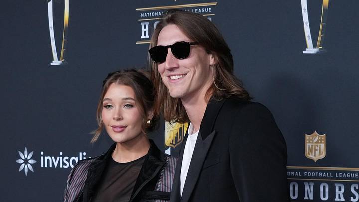 Feb 5, 2026; San Francisco, CA, USA; Trevor Lawrence on the NFL Honors Red Carpet before Super Bowl LX at Palace of Fine Arts. Mandatory Credit: Kirby Lee-Imagn Images
