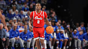 Feb 23, 2025; Memphis, Tennessee, USA; Florida Atlantic Owls guard Leland Walker (2) dribbles against the Memphis Tigers during the second half at FedExForum. Mandatory Credit: Wesley Hale-Imagn Images