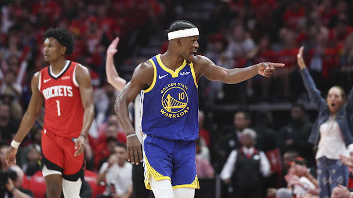 Golden State Warriors star Jimmy Butler is back in the lineup for Monday night's Game 4 against the Houston Rockets. Golden State Warriors star Jimmy Butler is back in the lineup for Monday night's Game 4 against the Houston Rockets.
