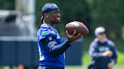 Seattle Seahawks quarterback Jalen Milroe training during NFL mini-camp ahead of the 2025 season