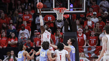 Dec 16, 2023; Piscataway, New Jersey, USA; Rutgers Scarlet Knights center Clifford Omoruyi (11)