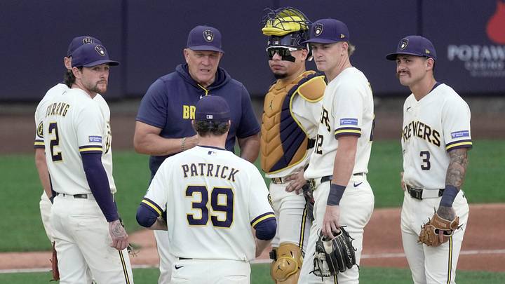 Milwaukee Brewers manager Pat Murphy waits for Chad Patrick (39) to enter the game during the fifth inning against the Chicago Cubs Monday, September 7, 2026 at American Family Field in Milwaukee, Wisconsin.