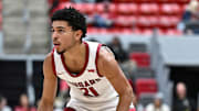 Oct 25, 2025; Pullman, WA, USA; Washington State Cougars guard Ace Glass Lll (21) controls the ball against the New Mexico Lobos in the second half at Friel Court at Beasley Coliseum. Mandatory Credit: James Snook-Imagn Images