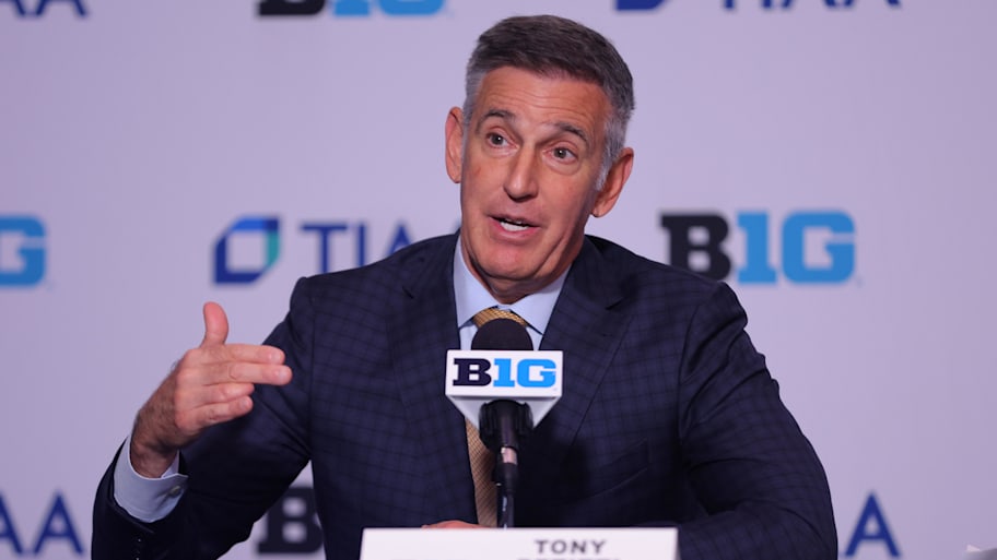 Big Ten commissioner Tony Petitti speaks with the media during the 2024 Big Ten women’s basketball media days.