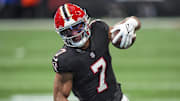 Falcons RB Bijan Robinson will be the consensus top running back in 2025 fantasy dynasty redrafts. 
