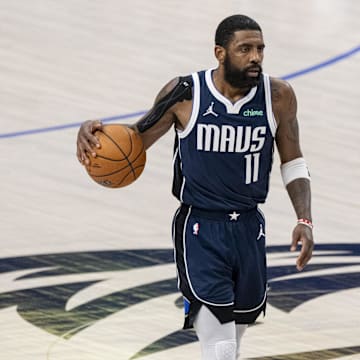 Dallas Mavericks guard Kyrie Irving (11) in action during the game between the Dallas Mavericks and the Boston Celtics in game four of the 2024 NBA Finals at American Airlines Center. 