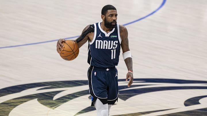 Dallas Mavericks guard Kyrie Irving (11) in action during the game between the Dallas Mavericks and the Boston Celtics in game four of the 2024 NBA Finals at American Airlines Center. 