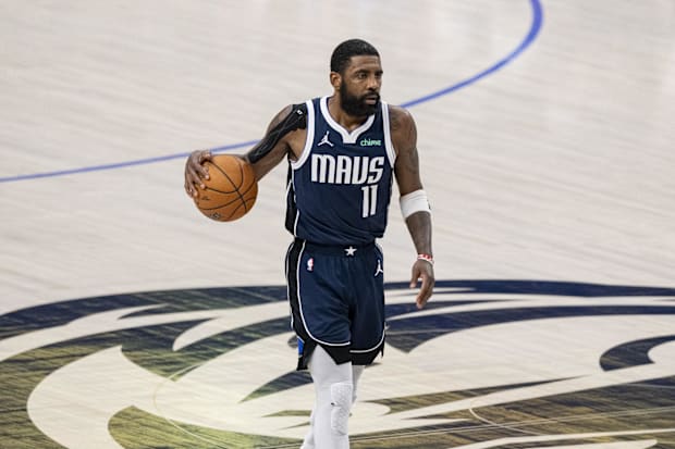 Dallas Mavericks guard Kyrie Irving (11) in action against the Boston Celtics during the 2024 NBA Finals.