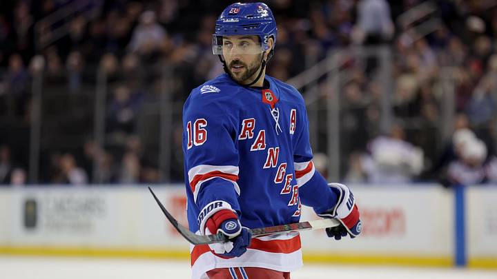 Mar 2, 2026; New York, New York, USA; New York Rangers center Vincent Trocheck (16) skates against the Columbus Blue Jackets during the second period at Madison Square Garden. Mar 2, 2026; New York, New York, USA; New York Rangers center Vincent Trocheck (16) skates against the Columbus Blue Jackets during the second period at Madison Square Garden.