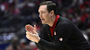 Jan 6, 2024; San Diego, California, USA; UNLV Rebels head coach Kevin Kruger reacts during the first half against the San Diego State Aztecs at Viejas Arena. Mandatory Credit: Orlando Ramirez-Imagn Images